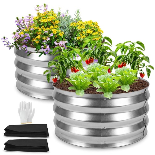 Round metal raised - raised, bed