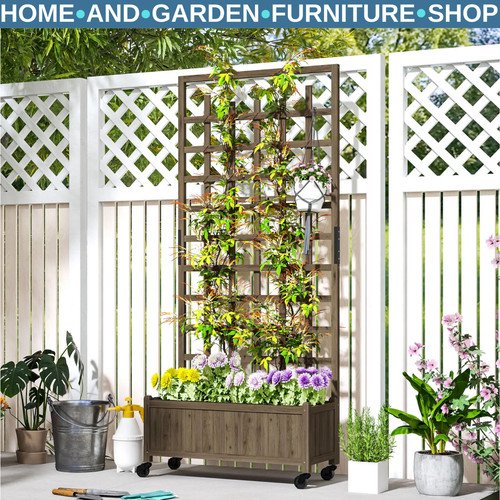 Wooden trellis planter raised - wooden,
