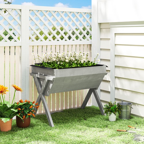 Wooden raised garden bed with - raised,